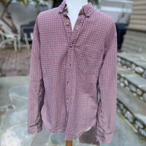 J Crew 100% Cotton Red White and Navy Check Button Down - M Slim